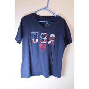 Team USA Apparel Women's T-Shirt Olympics V-Neck Tee In Navy, XL Extra Large